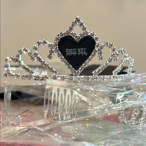 Dolls Kill 3 pack of black Heart silver crystal Tiara crowns new w tag bundle - Picture 1 of 10